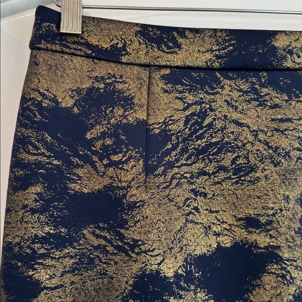 Catherine Malandrino navy blue and gold metallic pencil skirt Size 8